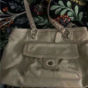 Coach Cream Leather Shoulder Bag with Structured Design